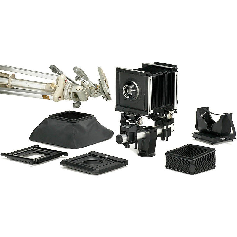 Sinar F Professional Camera 4 x 5 in.: Sinar F Professional Camera 4 x 5 in. Sinar, Switzerland. Sinar F with Symmar 5,6/150 mm on special Sinar lens board, no shutter, for special aperture setting. With wide-angle bellows. - Add-on: Sinar