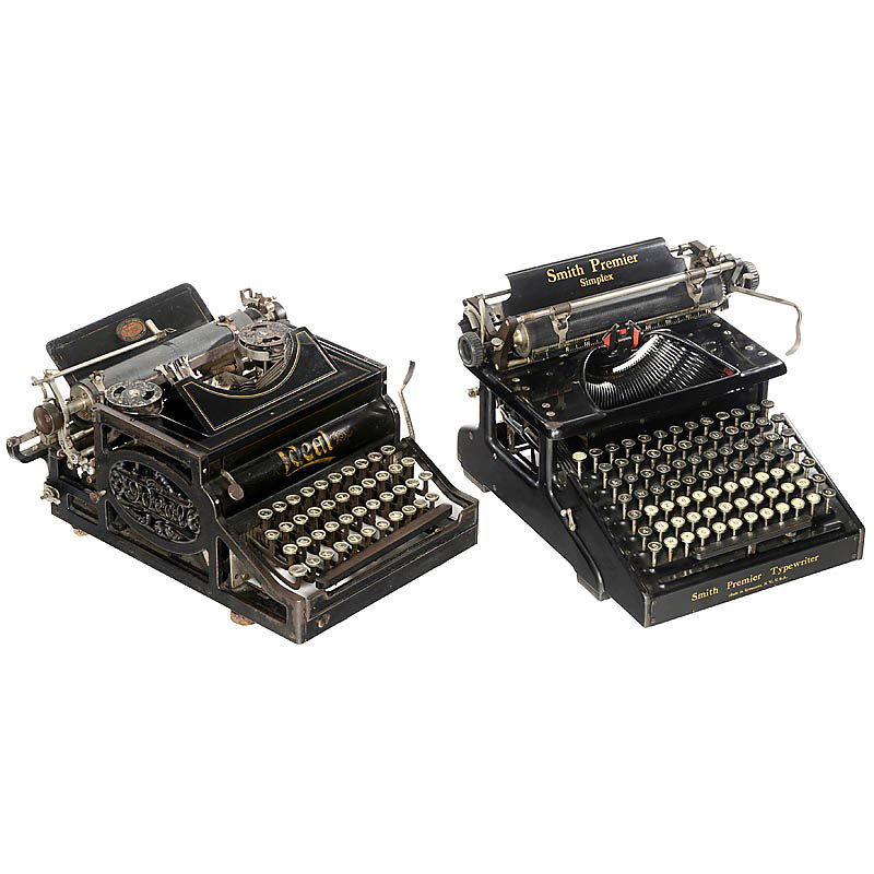 "Ideal A2" c. 1900: "Ideal A2" c. 1900 Early side decoration. Serial no. 6945. (4/3) - And: 2) "Smith Premier Simplex Mod. 10", 1915, good condition. (2/2) "Ideal A2", um 1900Gut erhaltenes Modell mit frühem seitlichen