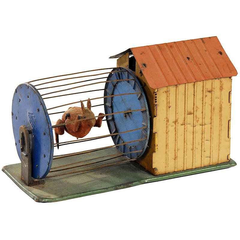 Fernand Martin: Squirrel Cage (No. 211), 1908: Fernand Martin: Squirrel Cage (No. 211), 1908 "Le Petit Ecureuil Vivant", painted tin, clockwork (working), with the illusion that the squirrel is causing the movement. Fernand Martin: Eichhörnchen i