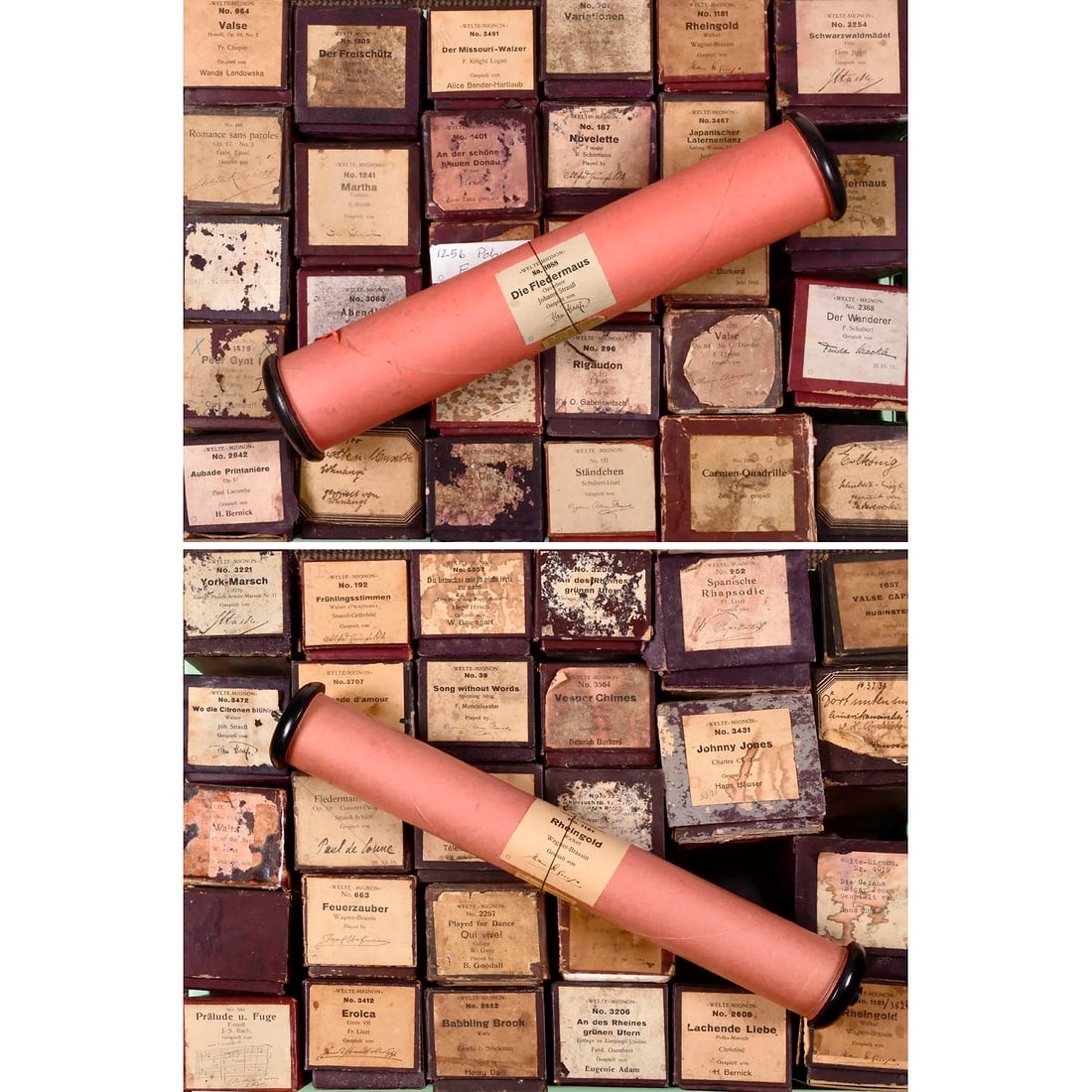 56 Welte-Mignon Reproducing Piano Rolls (Red), 1905 onwards (1 of 3)