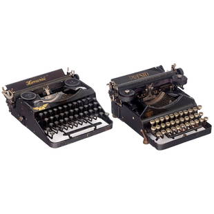 2 Rare Portable Typewriters: 2 Rare Portable Typewriters 1) Mercurius, c. 1940, G&O (Graf & Oertel), Groitzsch near Leipzig, no. 6179, Dutch keyboard, works. (2-3/ 2-3) - And: 2) Presto, c. 1924, Presto B&#252;romaschinenbau GmbH