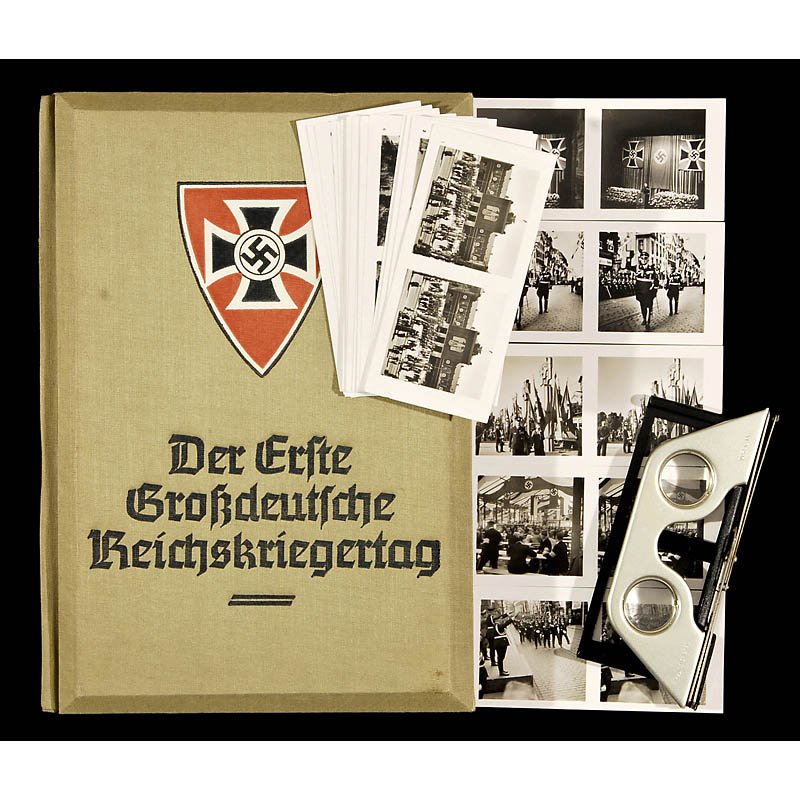 Raumbild Album "Der Erste Großdeutsche Reichskrieg: Raumbild Album "Der Erste Großdeutsche Reichskriegertag", 1939 Raumbild Verlag Otto Schönstein, Munich; with 100 pictures (complete) and stereo viewer. Raumbild-Album "Der Erste Großdeutsche Reichs