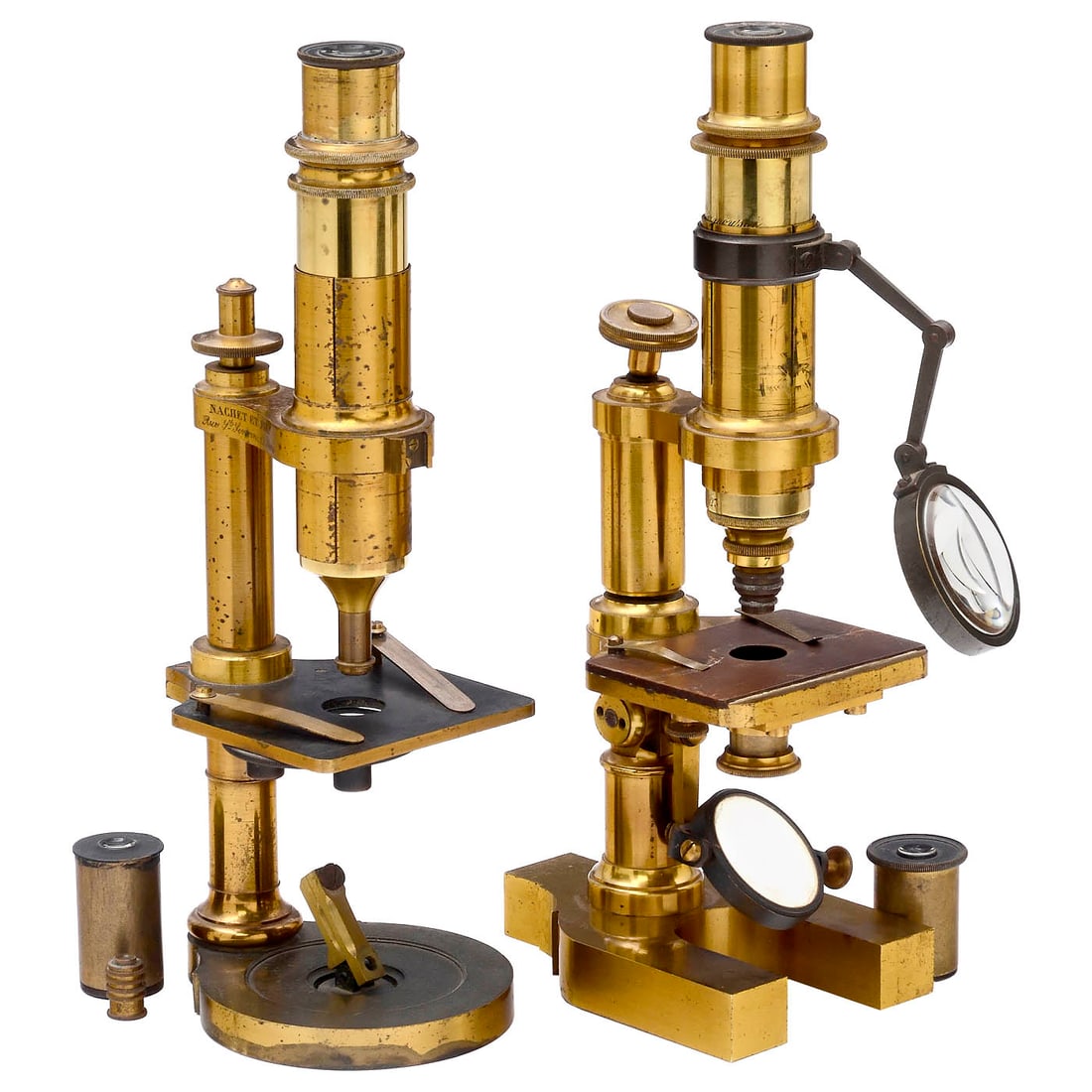 2 French Compound Monocular Microscopes (1 of 4)