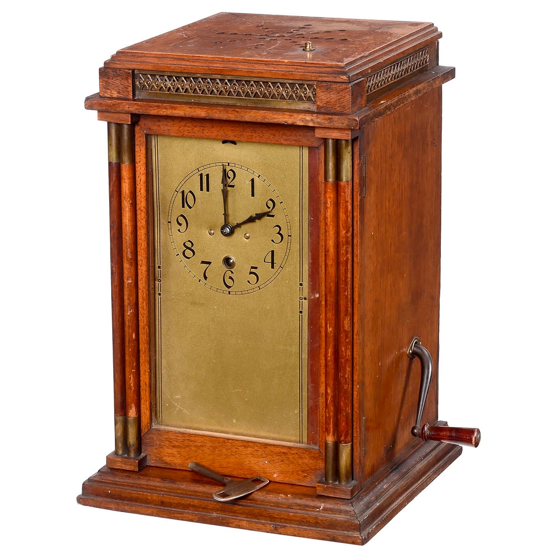 Hiller Talking Clock, c. 1912: Hiller Talking Clock, c. 1912 Bernhard Hiller, Berlin, clock with phonograph mechanism for time announcements every 15 minutes, double-spring motor, hill-and-dale type reproducer, for 50 mm sound tape