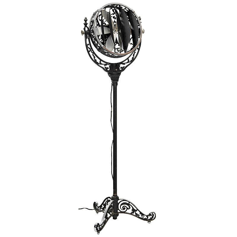 Cast-Iron Floor Fan "Luminaire": Cast-Iron Floor Fan "Luminaire" Manufactured by: "The Cincinnati Victor Co., USA", 110 V, height 57 in., working. Gußeiserner Stand-Ventilator "Luminaire" Hersteller: "The Cincinnati Victor Co.", 110