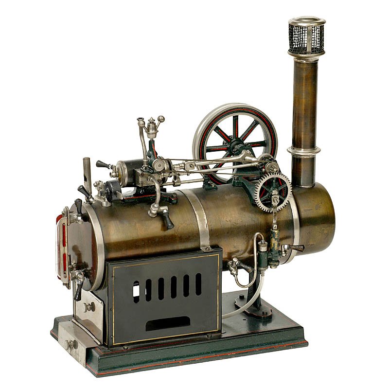 Stationary Traction Engine "Falk (456/2/2S)", c. 1: Stationary Traction Engine "Falk (456/2/2S)", c. 1925 With feed pump, fixed cylinder and steam whistle, flywheel Ø 3 2/3 in., overall size: 9 1/4 x 5 1/2 x 13 in., complete with all fittings and vapo