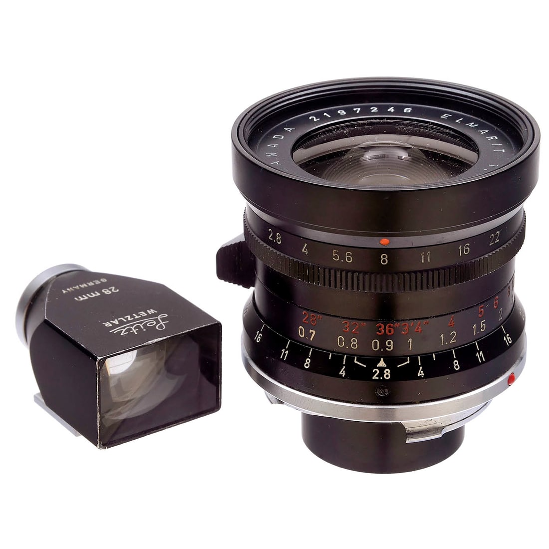 Leitz Elmarit M 2.8/28 mm and Viewfinder, 1972 (1 of 1)