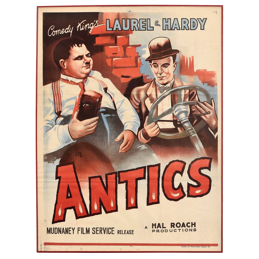 Advertising Poster for the 1930 Laurel & Hardy Short Film "Hog Wild" (1 of 1)