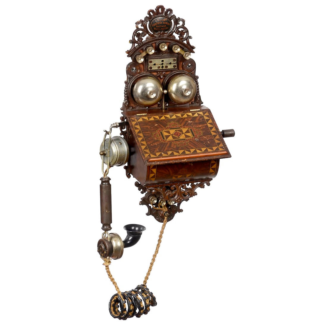 Norwegian "Elektrisk Bureau, Kristiania" Wall Telephone, 1893 (1 of 2)