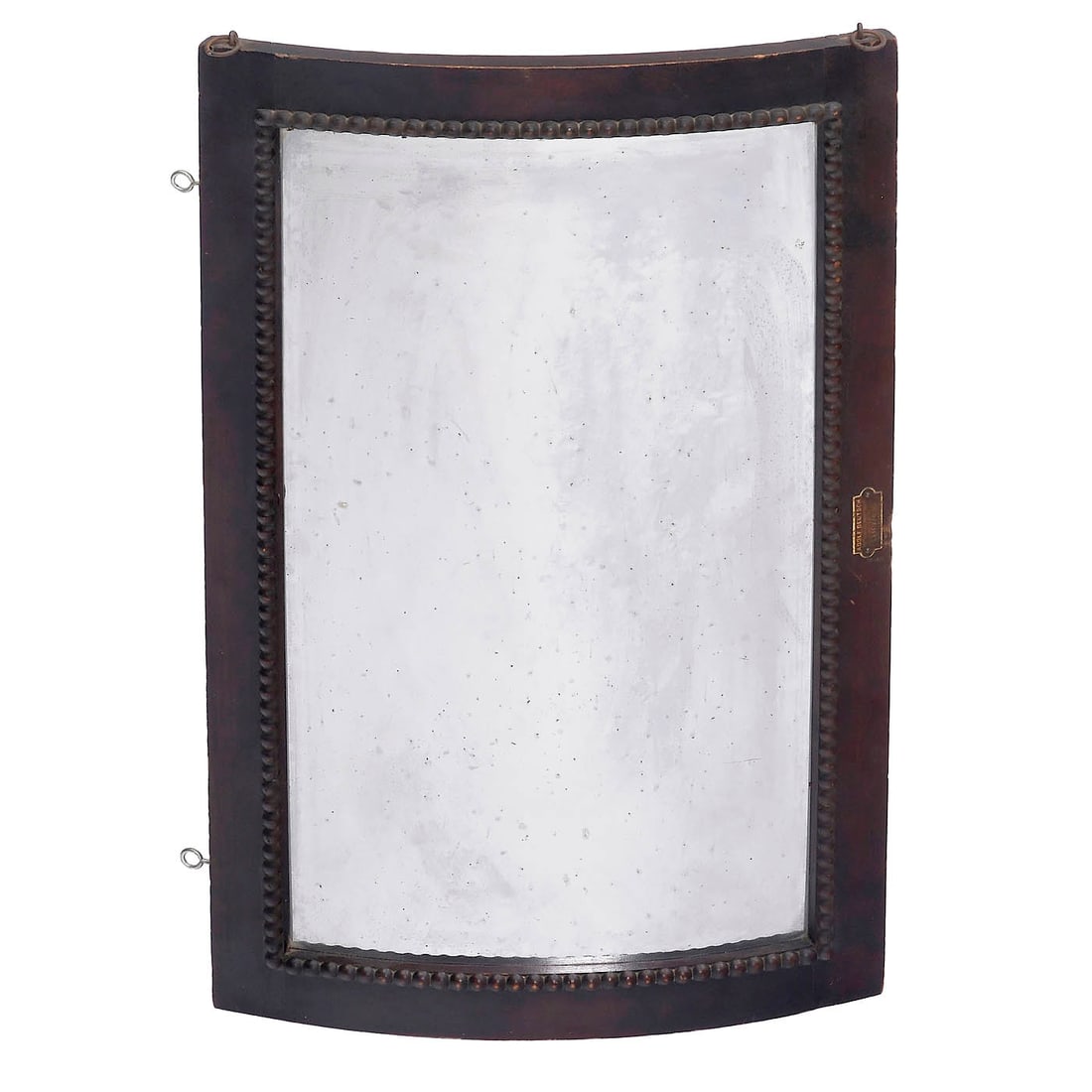 Distorting Mirror by Adolf Deutsch, c. 1930: Distorting Mirror by Adolf Deutsch, c. 1930 Leipzig, curved chrome-plated metal sheet in oak frame, back with instructions, dimensions 35 ½ x 15 ¾ in. – A fairground attraction, also s