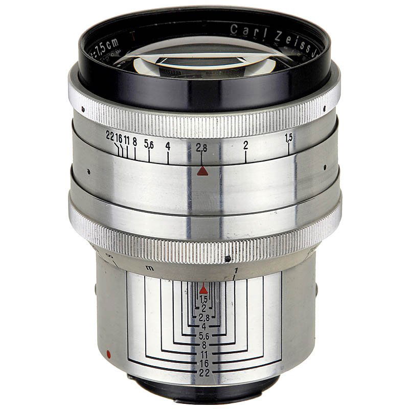 Zeiss Biotar 1,5/7,5 cm T: Zeiss Biotar 1,5/7,5 cm T Carl Zeiss, Jena. No. 3322107, for Exakta Varex, aluminum body, with typical formation of bubbles, otherwise in excellent condition. - Rare and sought-after Zeiss lens! Zeiss