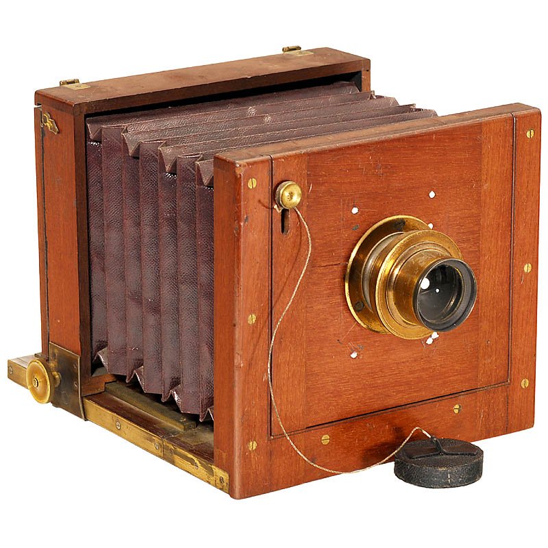 Field Camera by A. H. Baird, Scotland, c. 1891: Field Camera by A. H. Baird, Scotland, c. 1891 A. H. Baird, Edinburgh. Rare field camera by a small scottish manufacturer. Tropical wood with brass fittings, dark-red bellows, plate size 5 x 7 in., br