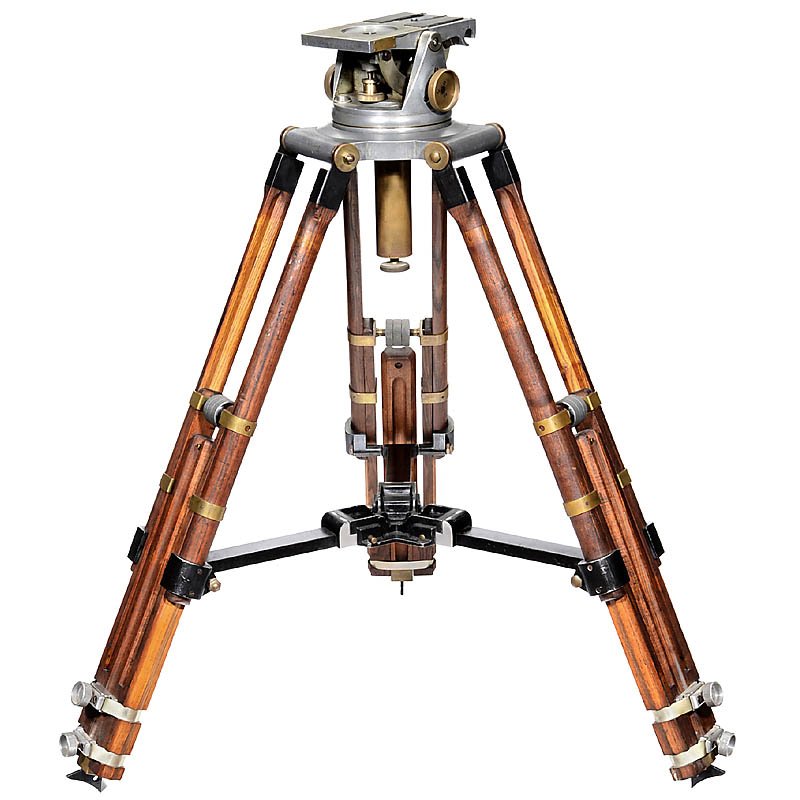 Solid Wooden Eclair Tripod with Tilting Head, c. 1935: Solid Wooden Eclair Tripod with Tilting Head, c. 1935 Etablissement Eclair, Paris. This tripod was developed in the 1930s to carry the weight of the new sound movie cameras, and has a folding mechanis