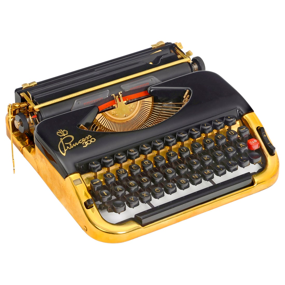 Princess 300 Gold-Plated Portable Typewriter, c. 1960 (1 of 2)