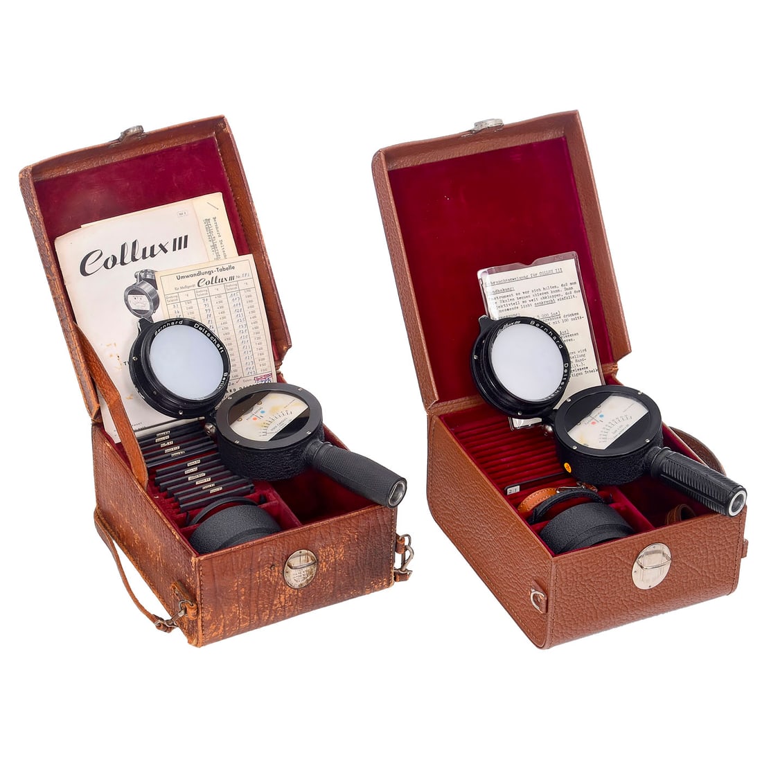 Collux III Cinefilm Equipment, 1960 onwards: Collux III Cinefilm Equipment, 1960 onwards Deltschaft, Berlin. Color temperature meter for film camera crew. It works! – Starting in 1966, German television companies worked with color-reversal