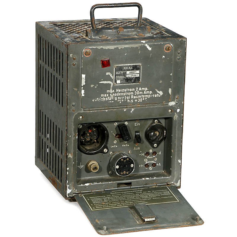 NA6a Power Supply for Radio-Monitoring Receiver, c. 194: NA6a Power Supply for Radio-Monitoring Receiver, c. 1940 German WWII device, probably Telefunken, serial no. 480571, metal case. Netzteil NA6a für Funkhorchempfänger, um 1940 Gerät der deutschen We