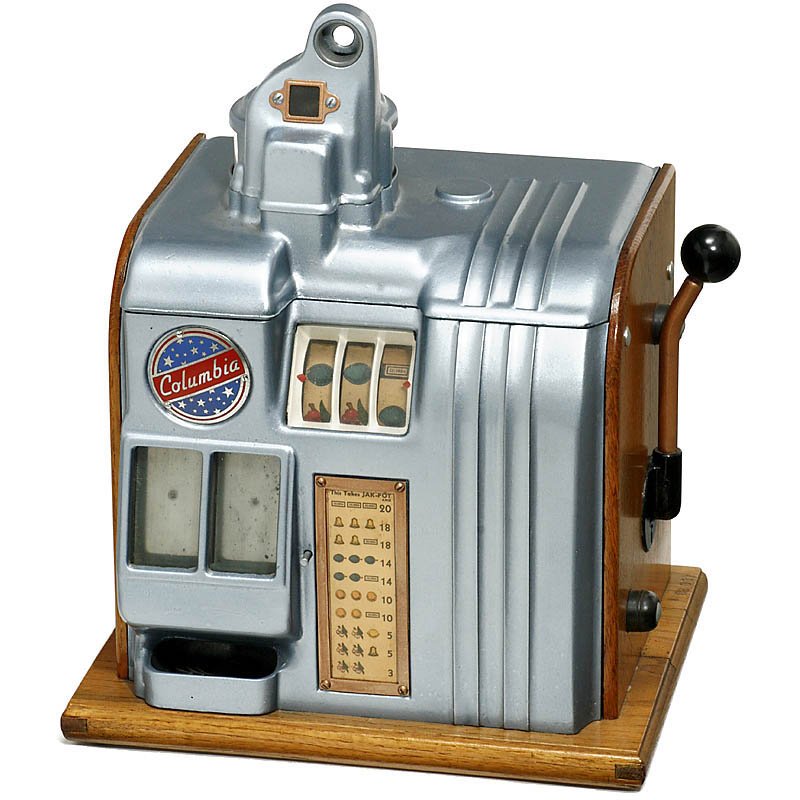 "Groetchen Columbia" Arcade Machine, from 1936: Groetchen Columbia Arcade Machine, from 1936 American slot machine by "Groetchen Tool & Mfg. Co."; 5 US cent slot, working. Einarmiger Bandit "Groetchen Columbia", ab 1936 Groetchen Tool & Mfg. Co., E