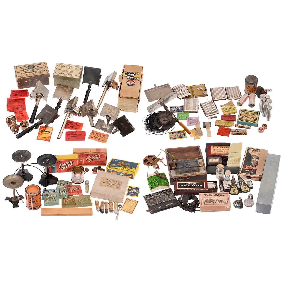 Flash Powder Collection: Flash Powder Collection A collector's life's work in museum-worthy detail. 1) Agfa: 3 original boxes, 10 devices, 8 sachets, 3 capsule flashes. – 2) Böhm's Sun: 6 different pocket