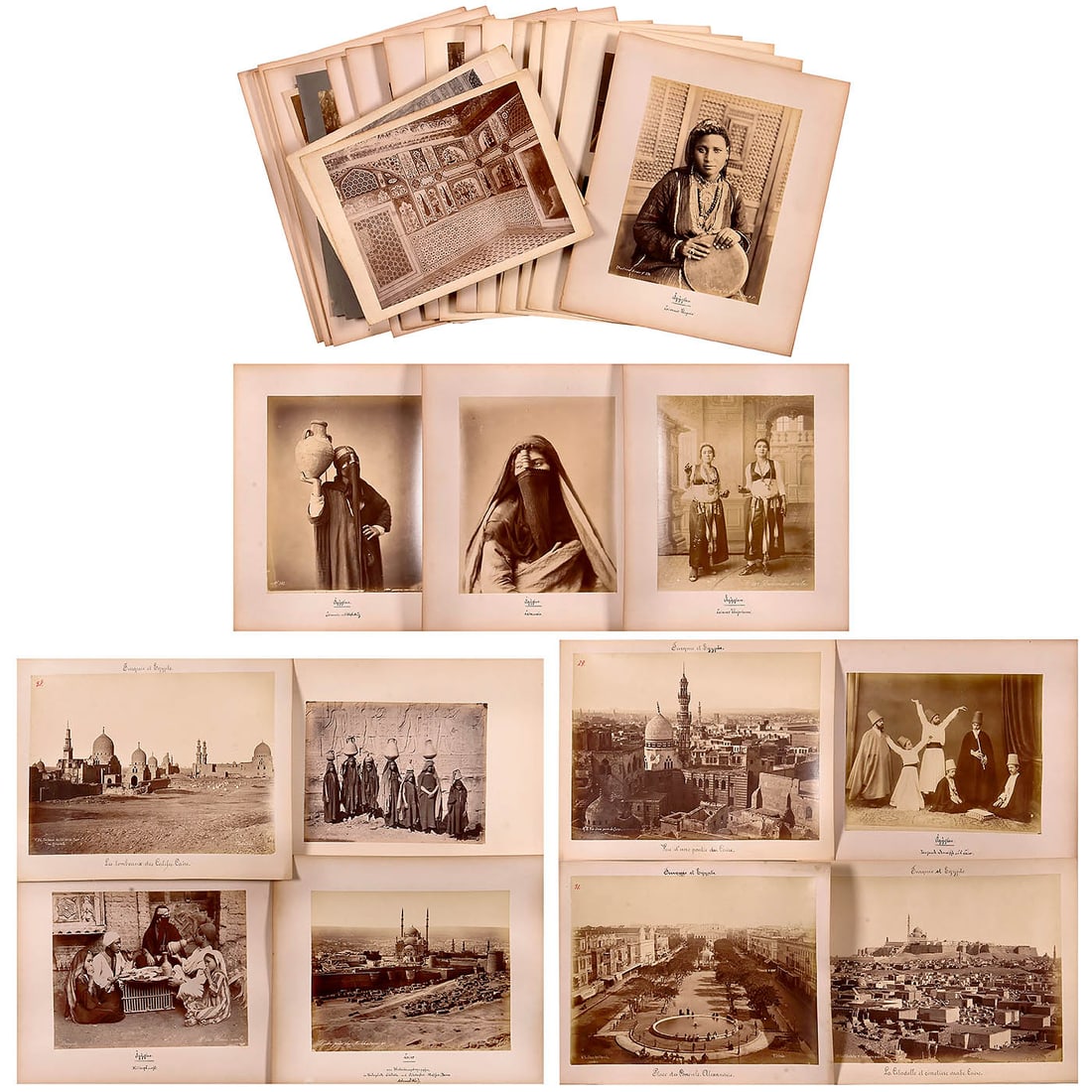 Egypt and its Inhabitants in Albumen Photographs, 1860–80: Egypt and its Inhabitants in Albumen Photographs, 1860–80 34 titled photographs of Egypt depicting its buildings, streets, squares, mosques, and inhabitants, all mounted on card stock ranging fr