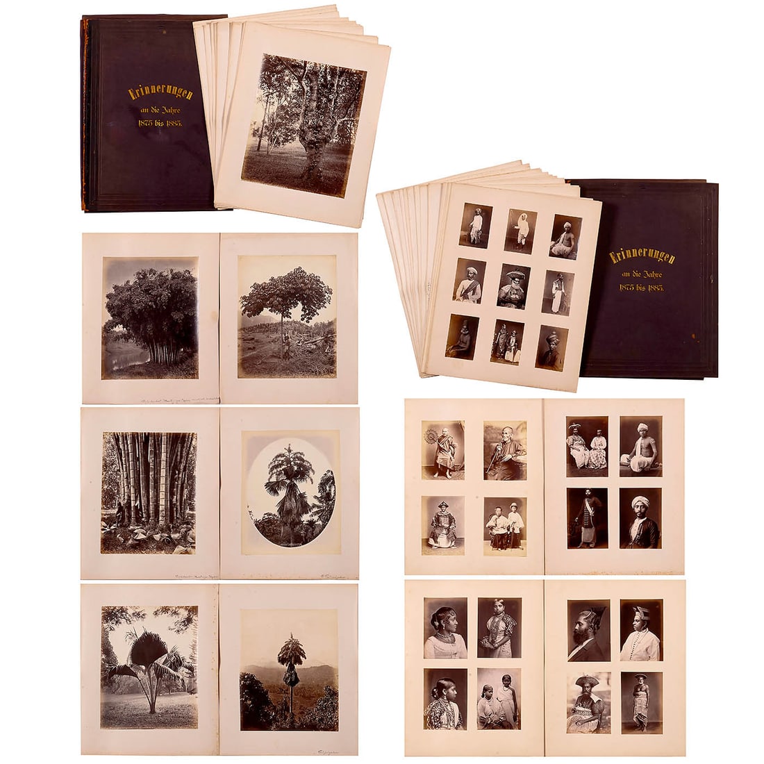 Botanical and Ethnographic Studies in Ceylon (Sri Lanka), 1875–85: Botanical and Ethnographic Studies in Ceylon (Sri Lanka), 1875–85 Two folders, 40 x 32 cm, "Memories of the Years 1875 to 1885", with 35 albumen prints, 22.5 x 27 cm, mounted on card, 39 x 31