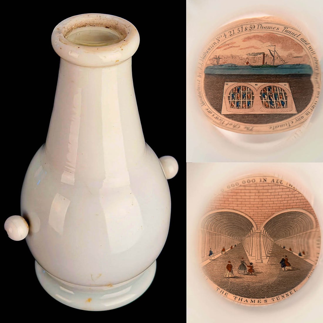 The Opal View, 1851: The Opal View, 1851 A viewing device made of thin, transparent porcelain for four rotating, colored engravings. The 90-degree angles between the images, when viewed through the 22 mm magnifying