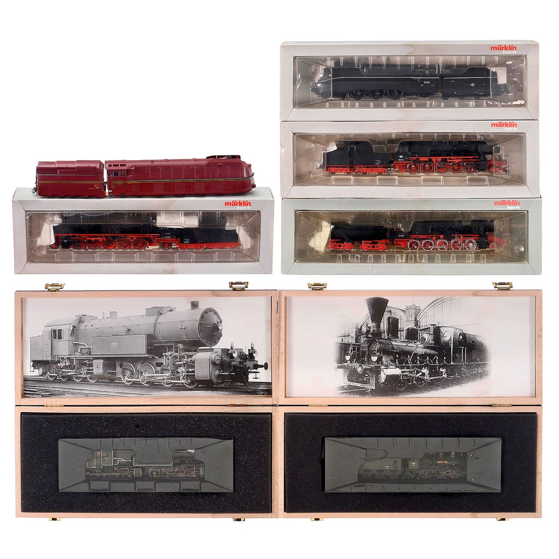 7 Märklin Digital H0 Steam Locomotives: 7 Märklin Digital H0 Steam Locomotives 1) No. 37159, SZD class TE-3915 steam locomotive, ex class 52, tank tender. – 2) No. 37914, class 03.10 steam locomotive with streamlined body, versio