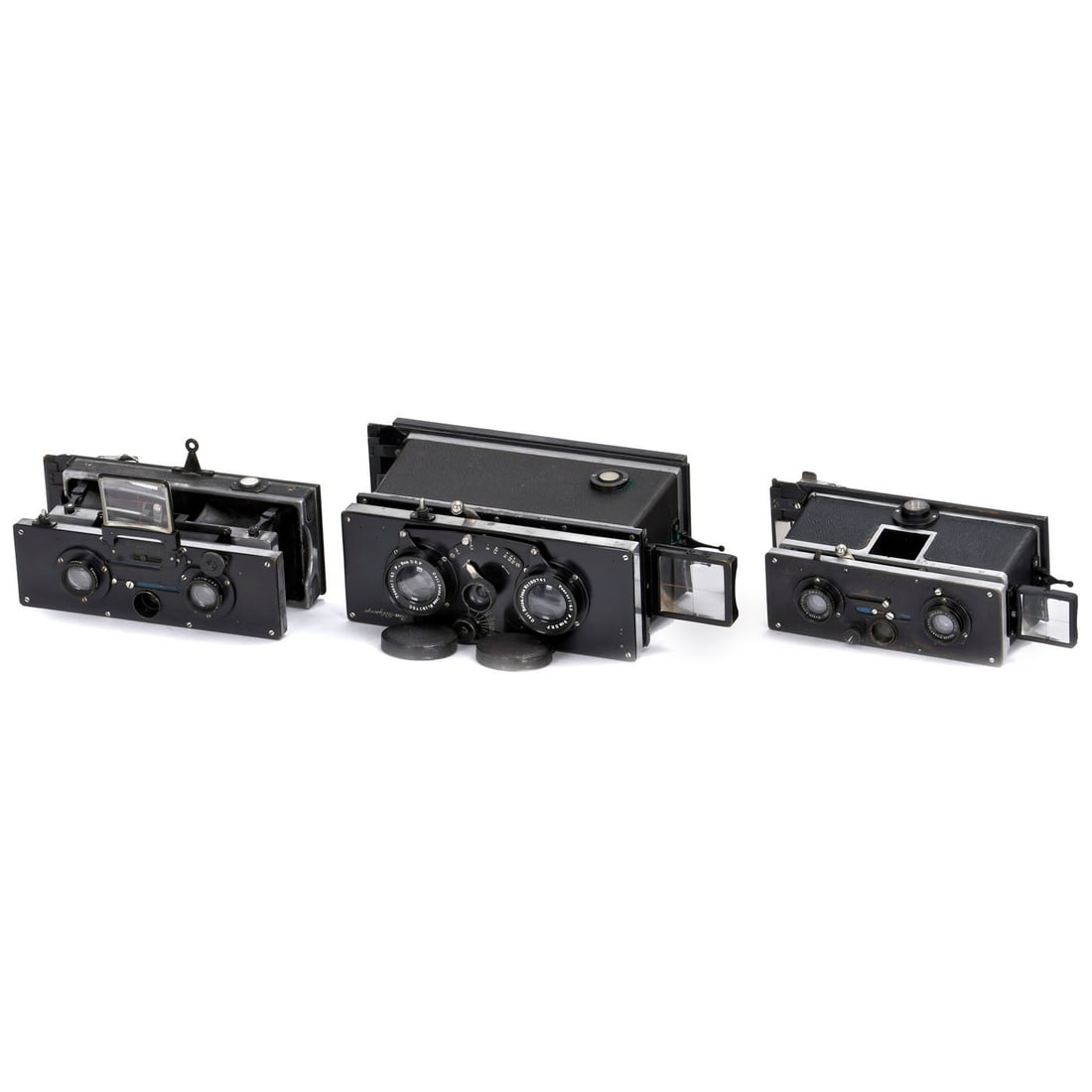 3 Very Different Polyscop Cameras: 3 Very Different Polyscop Cameras Ica, Dresden/Zulauf, Zürich. 1) Polyscop Version II no. 949, c. 1909, 45 x 107 mm, reflex viewfinder with focusing screen, Busch Rathenow Omnar 5.5/60 mm,