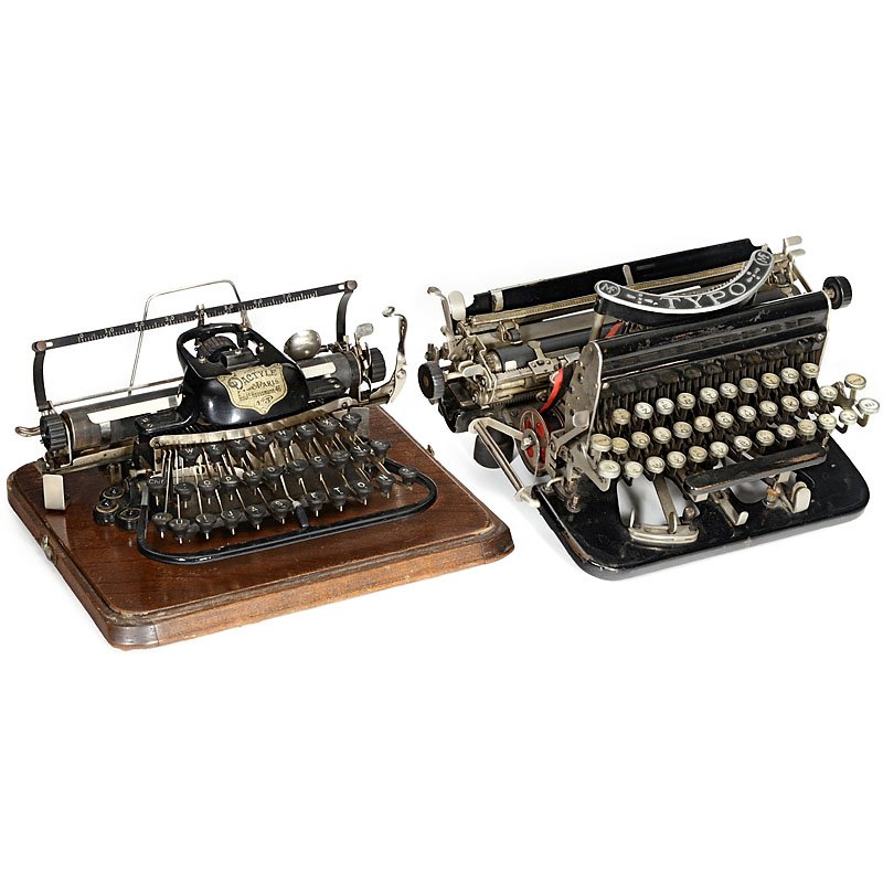 2 Typewriters: 2 Typewriters 1) "Typo", 1914. French version of popular English "Imperial Visible Mod. D". – In good working condition. (3/3) – And: 2) "Dactyle No. 3", 1893. French version of the "Blick No. 5".