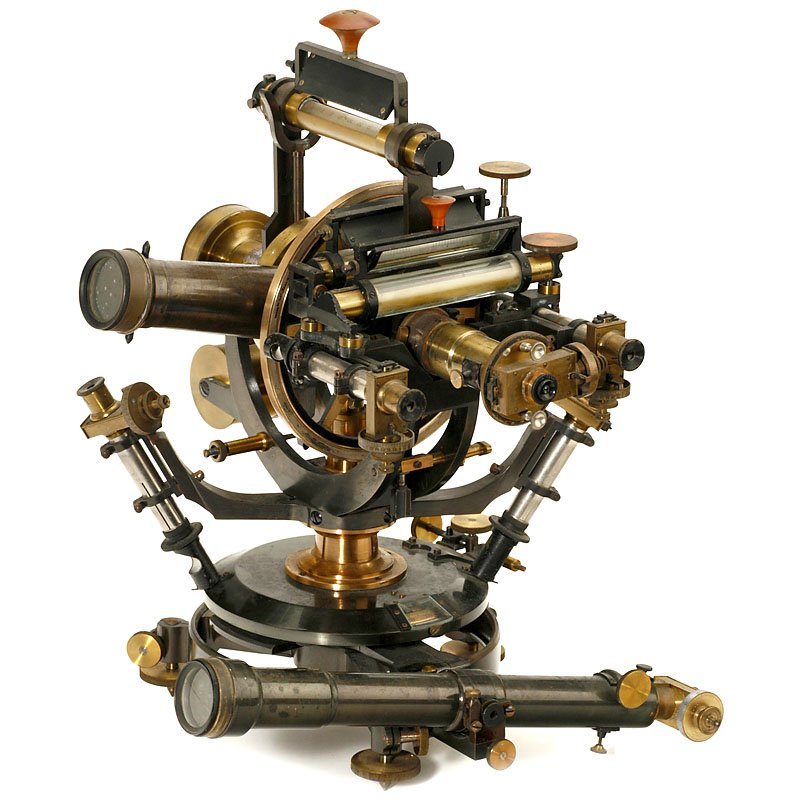 Large German Double Telescope Transit Theodolite by