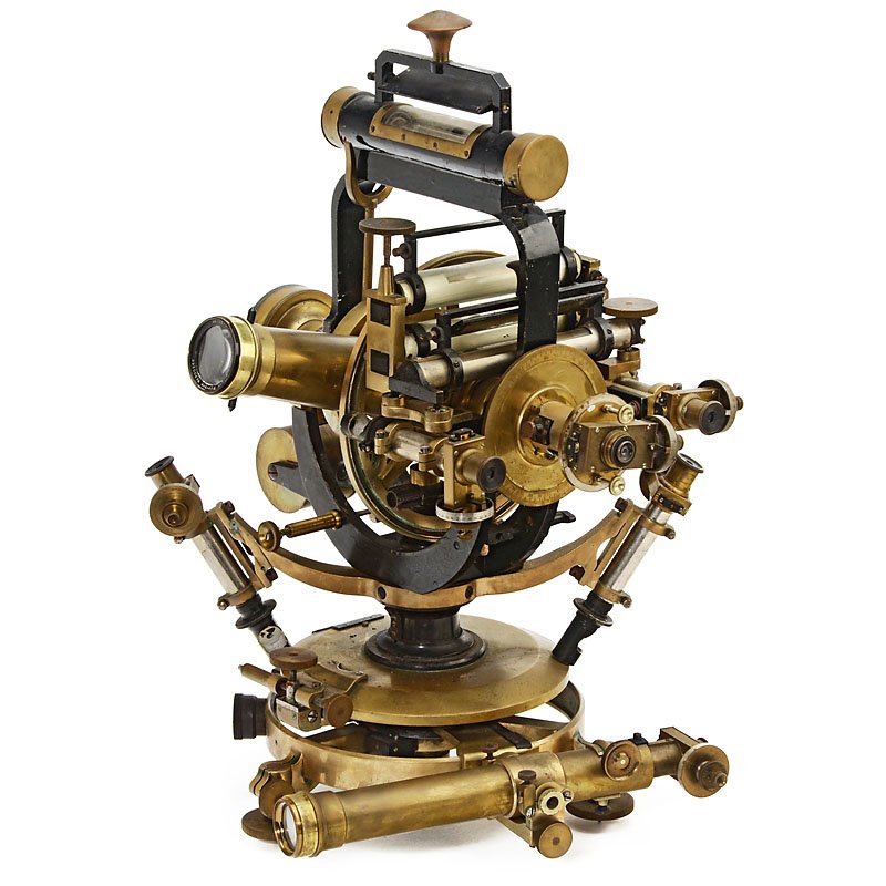 Large German DoubleTelescope Transit Theodolite by