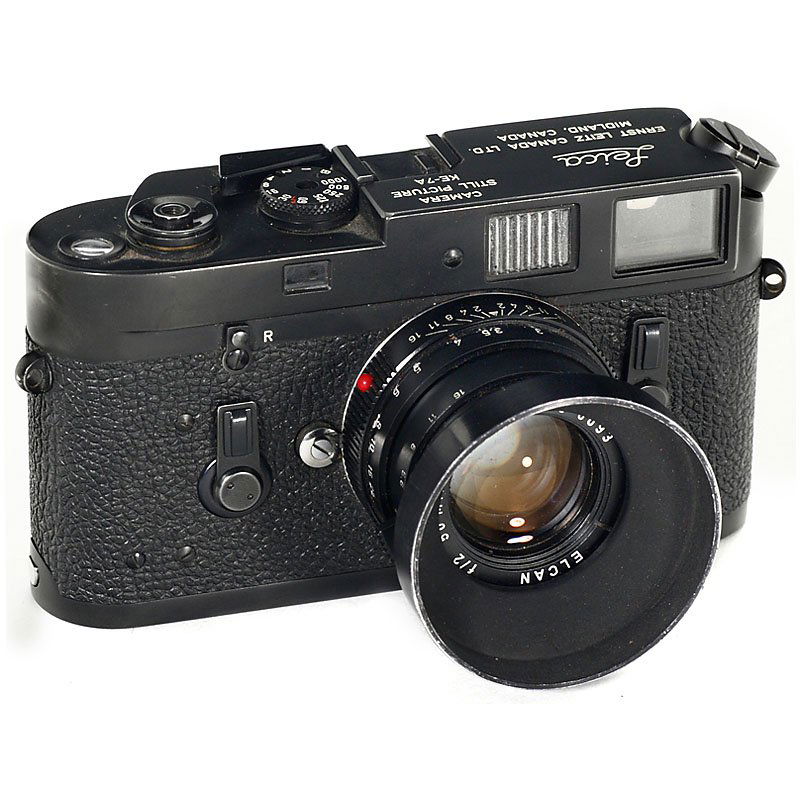 Leica "Camera Still Picture KE-7A": Leica "Camera Still Picture KE-7A" Leitz, Midland, Canada. Serial no. 1294527. "Contract" no. F 42600-71-C-2429, FSN 6720-165-7115. Very rare black M4, produced for the U.S. Army in mini-series only!