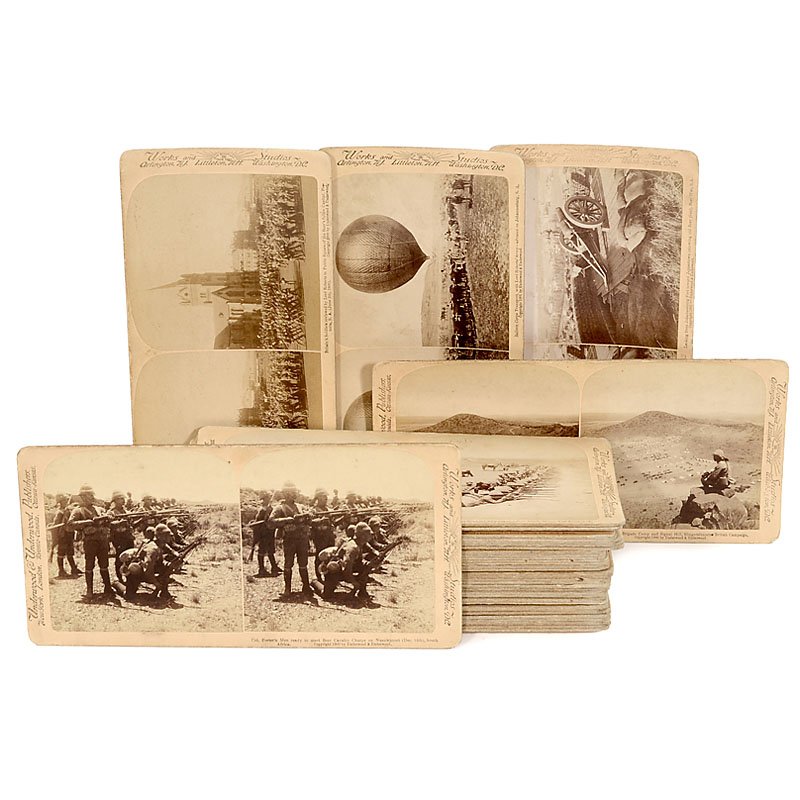 37 Stereo Cards by Underwood "Boer War", 1902: 37 Stereo Cards by Underwood "Boer War", 1902 Underwood and Underwood. Size 9 x 18 cm, stereo cards from the South-African "Boer War" 1899–1902. 37 Stereokarten von Underwood "Burenkrieg", 1902 Unde