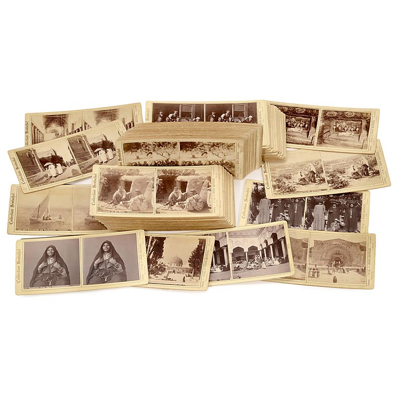 90 Stereo Cards "Hentschel" 9 x 18 cm: 90 Stereo Cards "Hentschel" 9 x 18 cm Collection Hentschel. Motif: Jerusalem. Sought-after series! 90 Stereokarten "Hentschel" 9 x 18 cm Collection Hentschel. Motiv: Jerusalem. Gesuchte Serie!