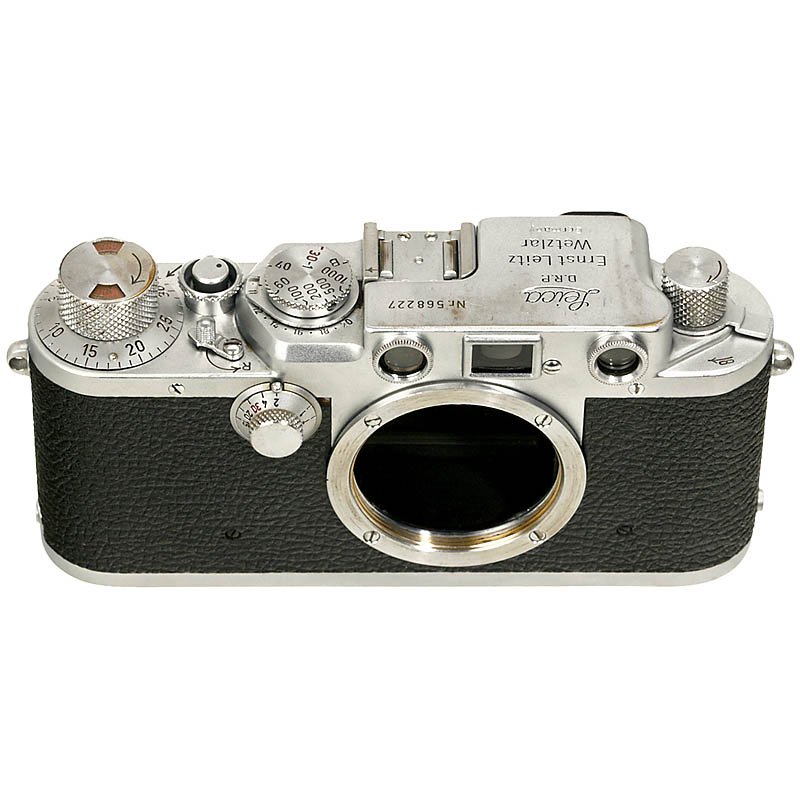 Leica IIIf, 1951: Leica IIIf, 1951 Leitz, Wetzlar. No. 568227, black-dial synchronization, slow shutter speeds too fast. Leica IIIf, 1951 Leitz, Wetzlar. Nr. 568227, schwarze Kontaktzahlen, lange Zeiten zu kurz. Start 