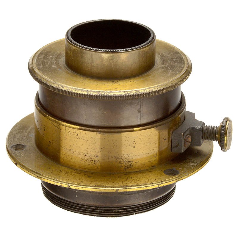 Landscape Lens, c. 1860: Landscape Lens, c. 1860 Presumably France, approx. 15 cm focal length, quick stop number, height of the lens 2 in., Ø 2 2/3 in., connecting ring, with brass lens cap. Landschaftsobjektiv, um 1860 Ver