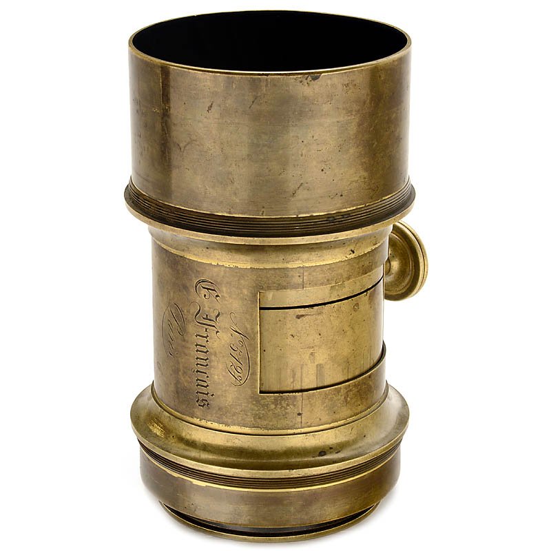 Convertible Lens by E. Français, c. 1879: Convertible Lens by E. Français, c. 1879 E. Francais, Paris. Convertible lens by this small French lens manufacturer, no. 5127, focal length approx. 40 cm, for waterhouse stop, unusual and solid rack