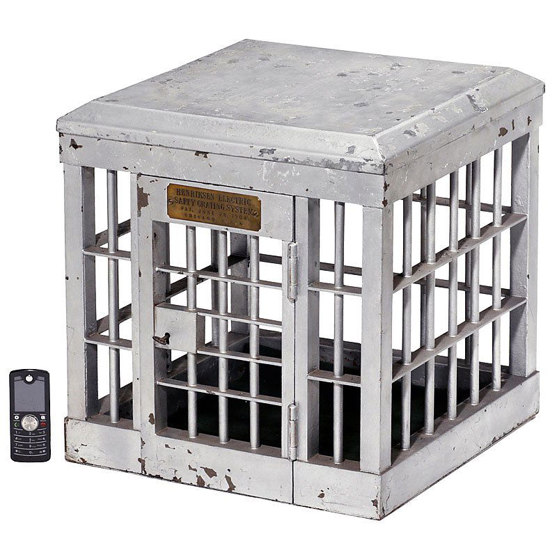 U.S. Patent Model, Salesman's Sample or Exhibition: U.S. Patent Model, Salesman's Sample or Exhibition Model for Electric Safety-Grating, c. 1905 Patent No. 763890 by Gustav T.E. Henriksen, Milwaukee, 28 June 1904, painted metal case with 2 horizontal