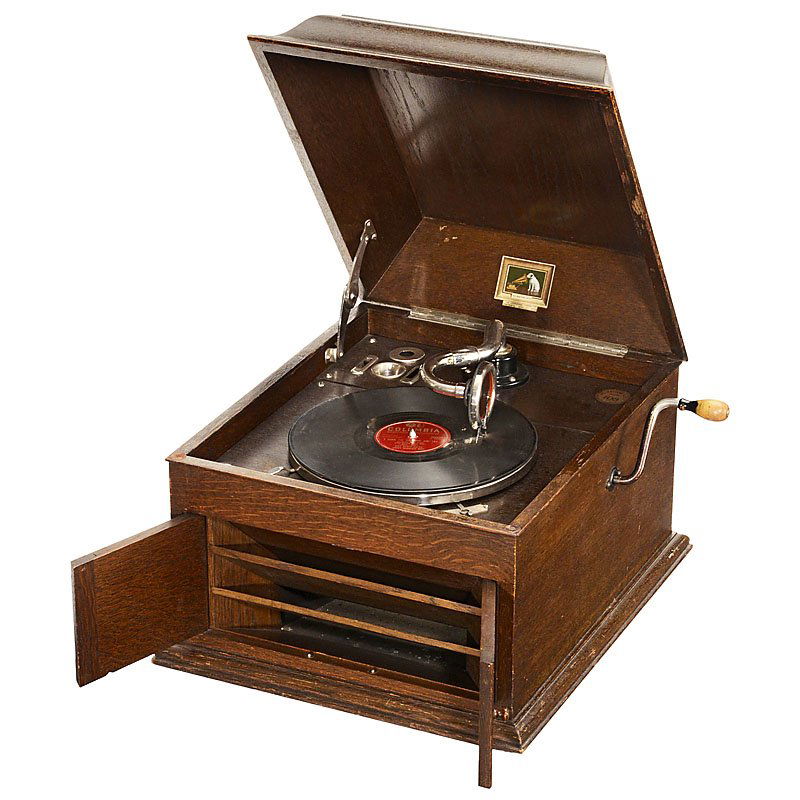 HMV Gramophone Model 103 ゼンマイ切れ、部品欠損