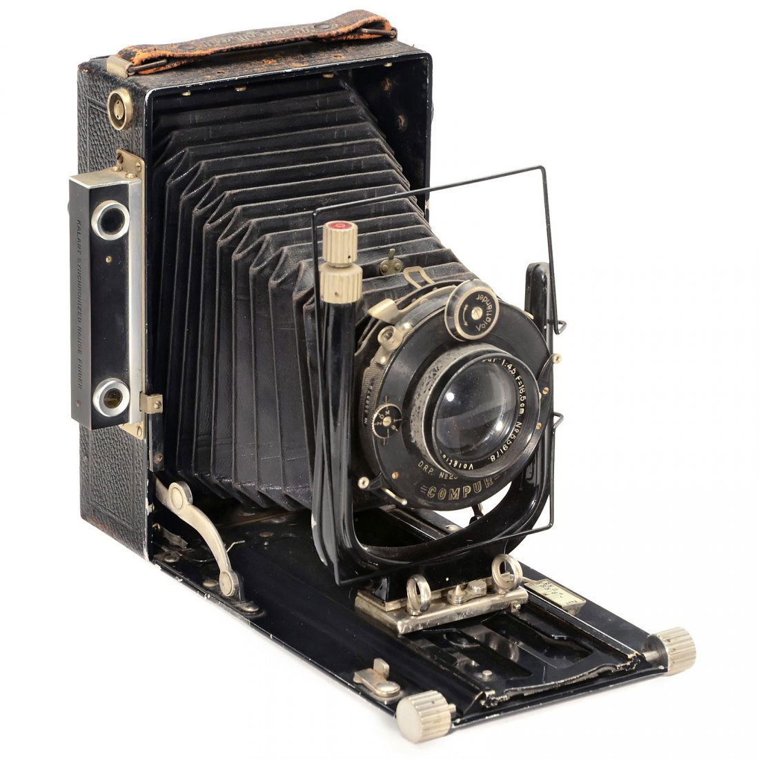 Bergheil (10 x 15) with U.S. Rangefinder, 1930: Bergheil (10 x 15) with U.S. Rangefinder, 1930 Voigtländer, Braunschweig. Bergheil 10 x 15 cm, third model, no. B 602667, with Anastigmat "Skopar 4,5/16,5 cm" in Compur (stuck) and feet scale. Specia