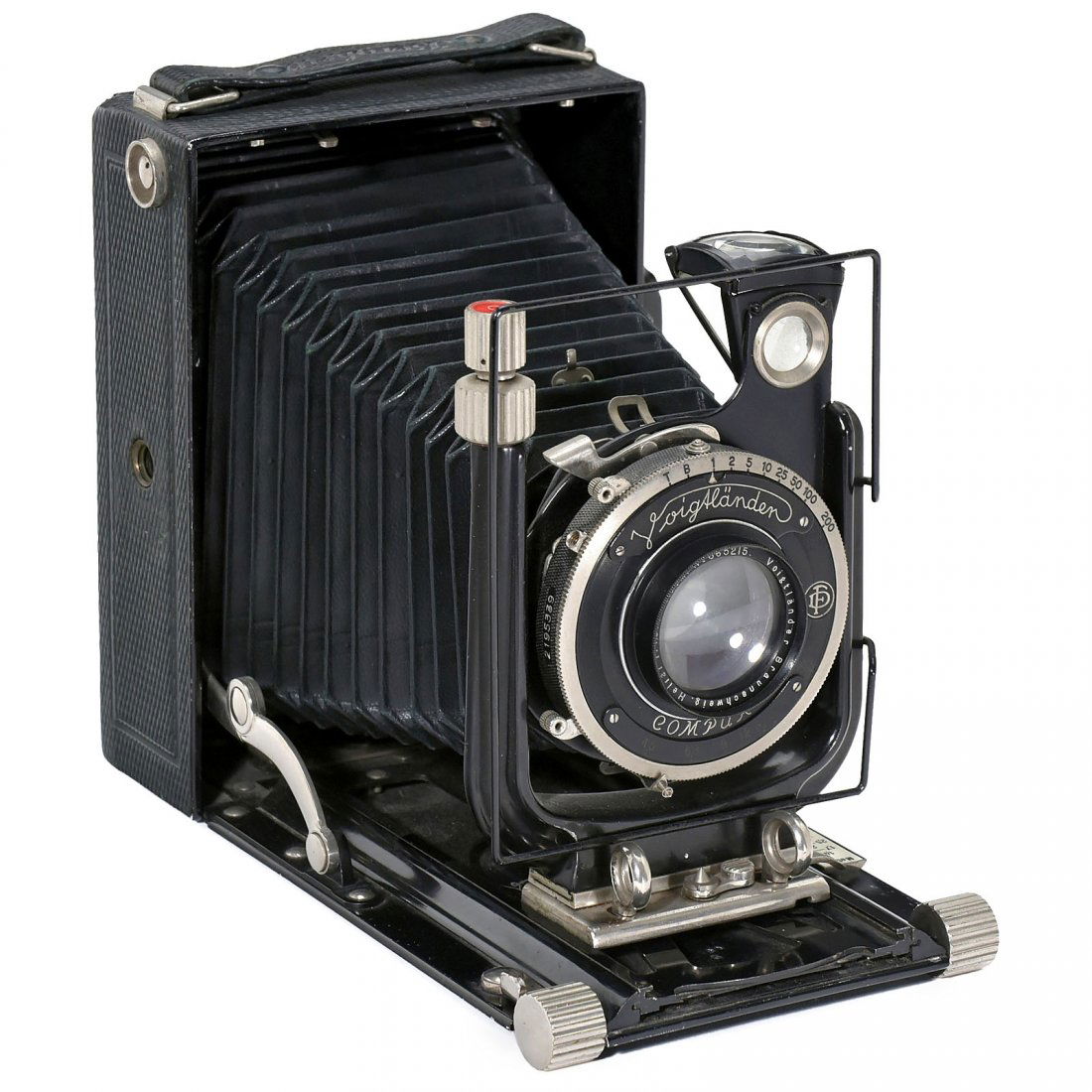 Bergheil 9 x 12 (Green), 1929: Bergheil 9 x 12 (Green), 1929 Voigtländer, Braunschweig. Fourth model, no. A 518044, size 9 x 12 cm, Heliar 4,5/13,5 cm in rim-set Compur, original focusing screen back. Nice condition! Bergheil 9 x