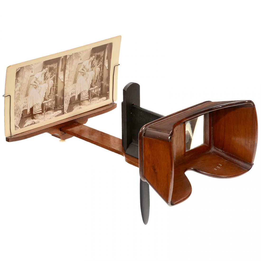 Danish Mahogany Stereo Viewer, c. 1880: Danish Mahogany Stereo Viewer, c. 1880 By the Danish photographer Peter Lorenz-Engel (1837–1922), Holmes-type, for 9 x 18 cm stereocards, retailed by "Cornelius Knudsen, Kjøbenhavn", with a "femme 