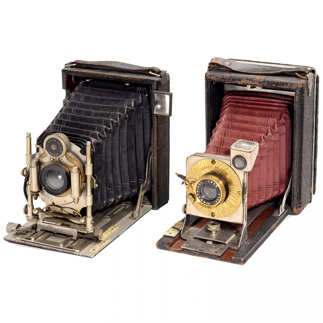 Zambex with Golden Shutter, c. 1911: Zambex with Golden Shutter, c. 1911 R. & J. Beck, London. Folding-bed camera 3 ¼ x 4 ¼ in. for special "cut film in Zambex skeleton" (not plates), interlock mechanism from back needs attention, wit