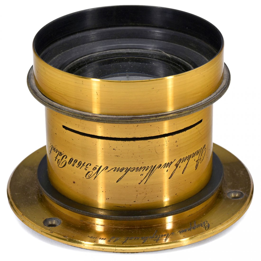 Steinheil Gruppen-Antiplanet 48 mm, c. 1889: Steinheil Gruppen-Antiplanet 48 mm, c. 1889 Steinheil, Munich. No. 31680, focal length approx. 300 mm, early version for waterhouse stop, connecting ring Ø 3 ½ in., diameter of the lens 2 1/3 in.,
