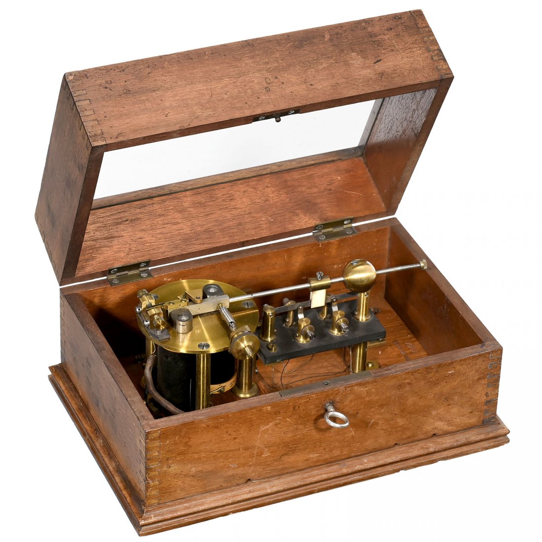 Pole-Changer "M1900" by W. Gurtl, Berlin, c. 1900: Pole-Changer "M1900" by W. Gurtl, Berlin, c. 1900 Telephone inverter no. 3935, glazed walnut case, used by the German Empire Telegraph department. Polwechsler "M1900" von W. Gurtl, Berlin, um 1900 Tel
