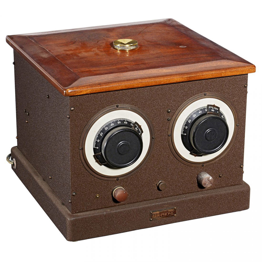 Gecophone "World-Wide Screened Grid Four" Radio, Model: Gecophone "World-Wide Screened Grid Four" Radio, Model BC 2940, 1928 By General Electric Co., London. Metal case, 4 valves, battery, with 2 double-ended S625 valves, LW + MW. Radio Gecophone Typ BC 29