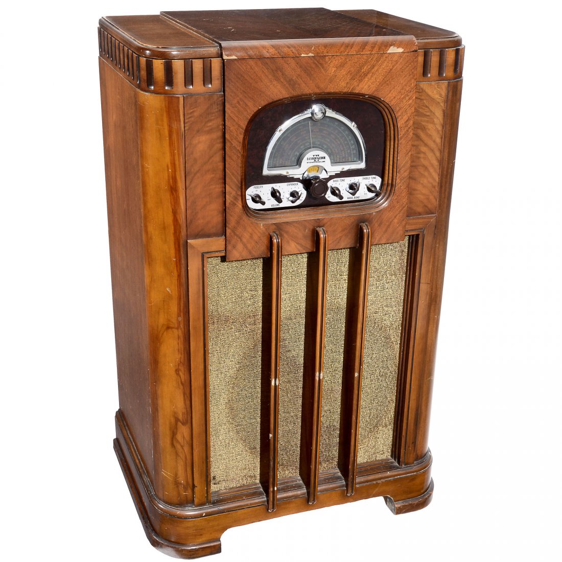 "Masterpiece VI" Radio Receiver, 1937: Masterpiece VI Radio Receiver, 1937 By McMurdo Silver Corporation, USA. In Bristol cabinet, chromed amplifier and power supply, with outsized Jensen loudspeaker, extremely rare! U.S.-Radio "Masterpiec