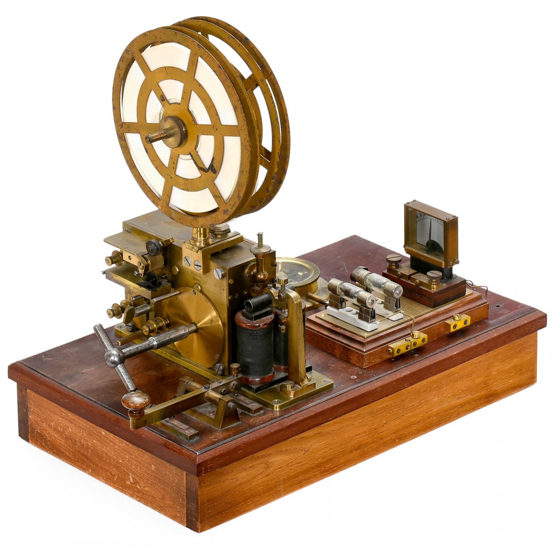 Complete German Morse Telegraph System, c. 1900: Complete German Morse Telegraph System, c. 1900 Consisting of: C. Lorenz (Berlin) ink writer telegraph, Morse key with sprung contacts; F. Schuchardt galvanometer; box-type relay, lightning-protection
