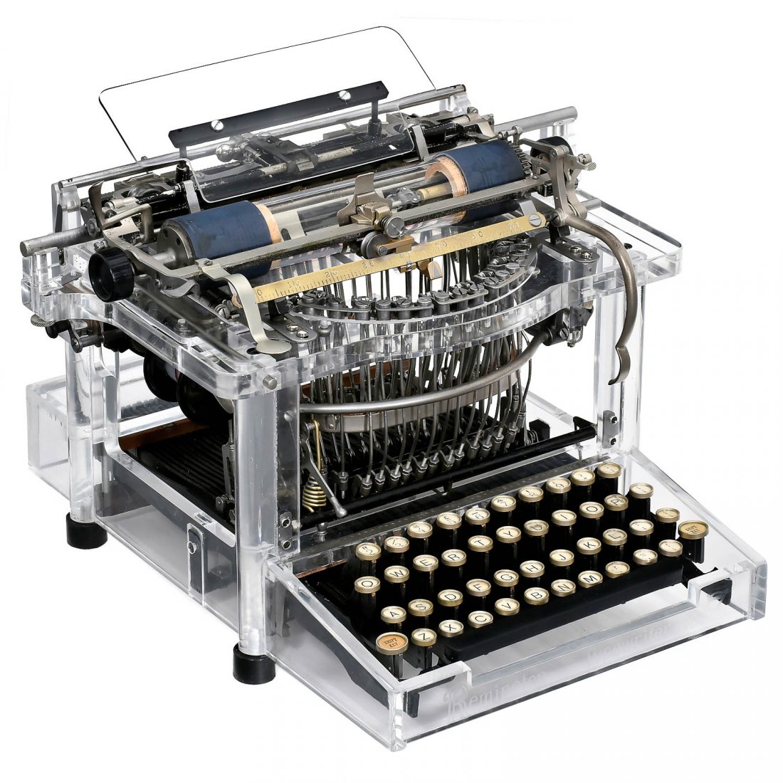 Unique Acryl-Design "Remington No. 7" Typewriter: Unique Acryl-Design "Remington No. 7" Typewriter An extravagant artwork using all-original machine parts from the legendary American upstroke typewriter of 1896. In top working condition. – Signed i