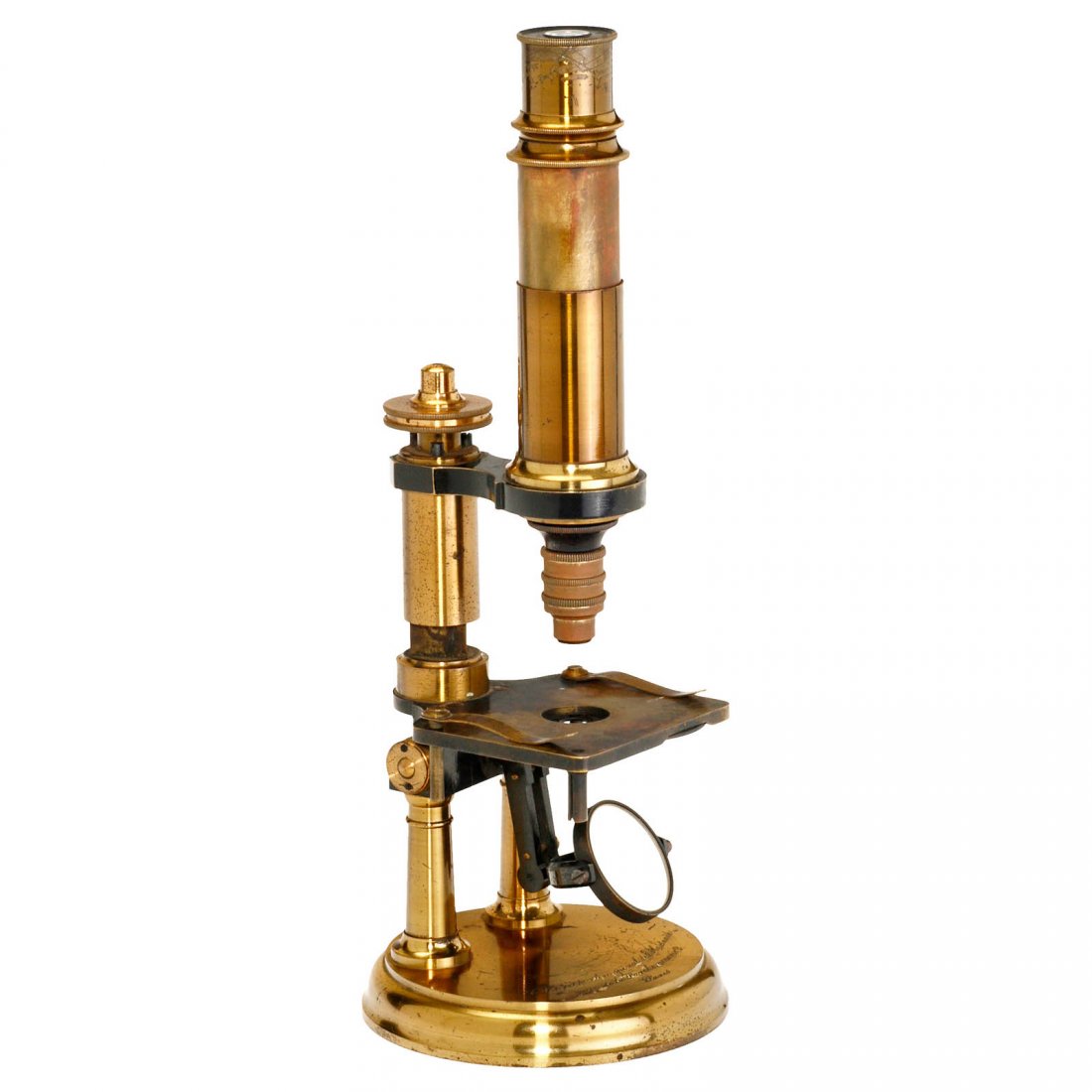 French Compound Microscope by Constant Verick, c. 1880: French Compound Microscope by Constant Verick, c. 1880 Signed on the circular leaded foot "C. Verick eleve special de E. Hartnack, Rue de la Parcheminerie 2, Paris", serial no. 5125, original lacquere