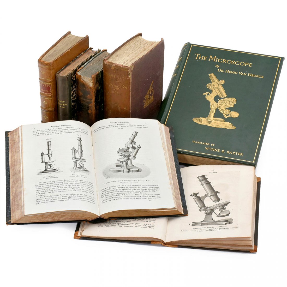 7 Microscope Reference Books, 1743 onwards: 7 Microscope Reference Books, 1743 onwards 1) Henry Baker, "The Microscope Made Easy", 2nd edition, London 1743, 312 pages, 15 plates, leather-bound. – 2) Dr. Hermann Hager, "Das Mikroskop und seine
